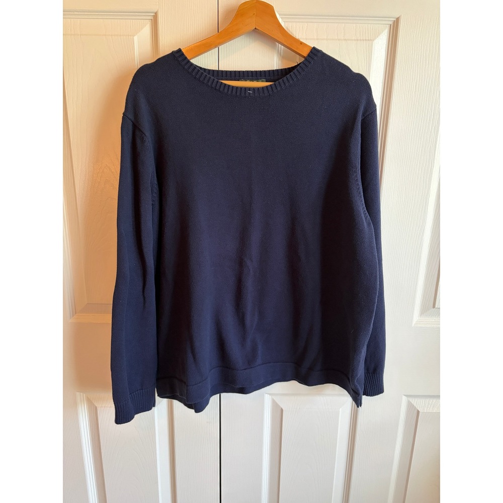 Eddie Bauer Navy Blue Cotton Blend Crewneck Sweater Men XXL Long Sleeve Pullover
